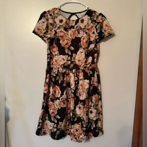 Black Floral Skater Dress